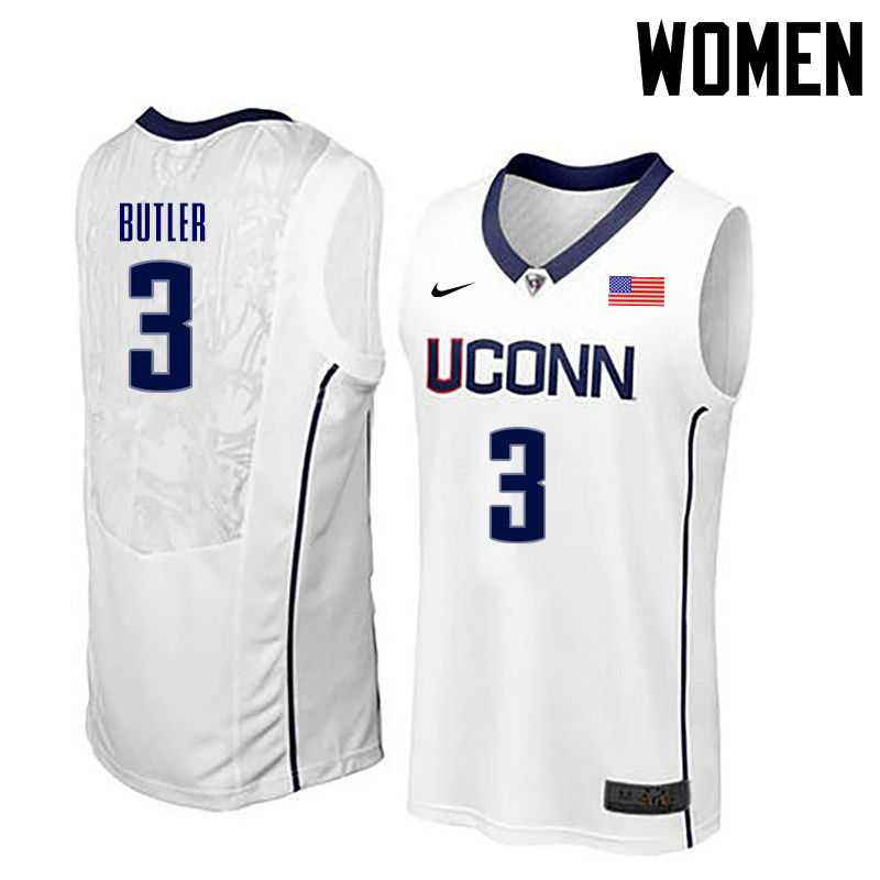 Women Uconn Huskies #3 Caron Butler College Basketball Jerseys-White